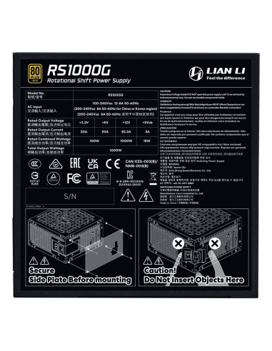 Lian Li Rs1000G Moduł Zasilaczy 1000 W 20+4 Pin Atx Atx Czarny