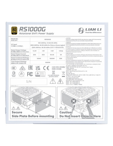 Lian Li Rs1000G Moduł Zasilaczy 1000 W 20+4 Pin Atx Atx Biały