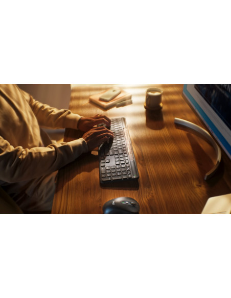 Logitech Signature Slim Solar+ K980 Klawiatura Uniwersalne Rf Wireless + Bluetooth Qwertz Niemiecki Grafitowy