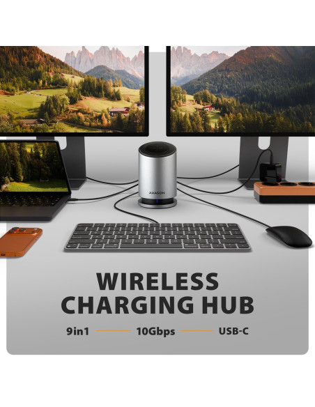 Axagon Hmc-Wl9 Stacja Dokująca Przewodowa Usb 3.2 Gen 2 (3.1 Gen 2) Type-C Szary