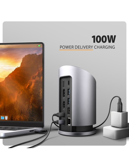 Axagon Hmc-Wl9 Stacja Dokująca Przewodowa Usb 3.2 Gen 2 (3.1 Gen 2) Type-C Szary