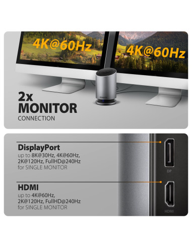 Axagon Hmc-Wl9 Stacja Dokująca Przewodowa Usb 3.2 Gen 2 (3.1 Gen 2) Type-C Szary