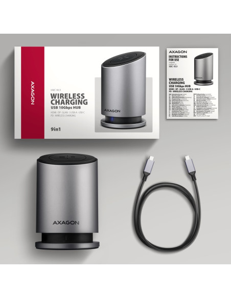 Axagon Hmc-Wl9 Stacja Dokująca Przewodowa Usb 3.2 Gen 2 (3.1 Gen 2) Type-C Szary