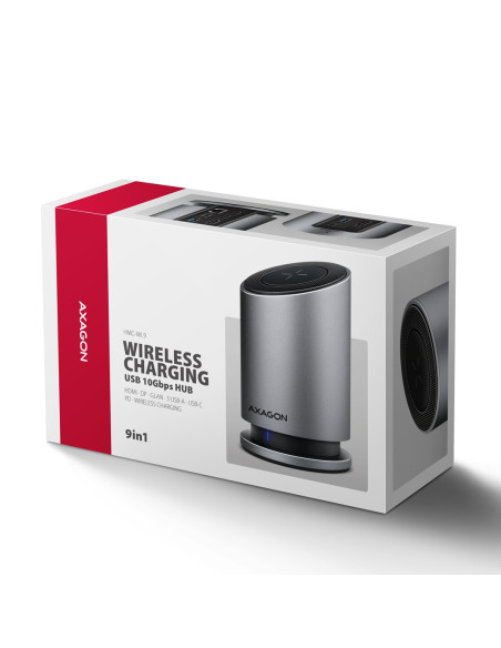 Axagon Hmc-Wl9 Stacja Dokująca Przewodowa Usb 3.2 Gen 2 (3.1 Gen 2) Type-C Szary