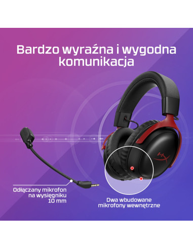 Hyperx Cloud Iii Wireless – Bezprzewodowy Zestaw Słuchawkowy Do Gier (Czarno-Czerwony)