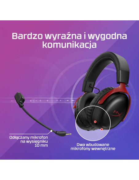 Hyperx Cloud Iii Wireless – Bezprzewodowy Zestaw Słuchawkowy Do Gier (Czarno-Czerwony)