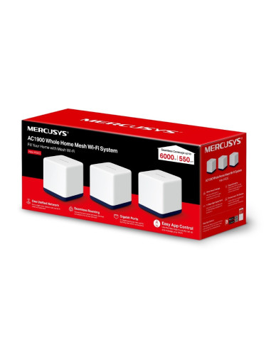 Mercusys Halo H50G (3-Pack) Dual-Band (2.4 Ghz/5 Ghz) Wi-Fi 5 (802.11Ac) Biały Wewnętrzny