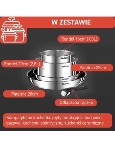 Zestaw Garnków Tefal Ingenio Emotion L897S574 5 Ele