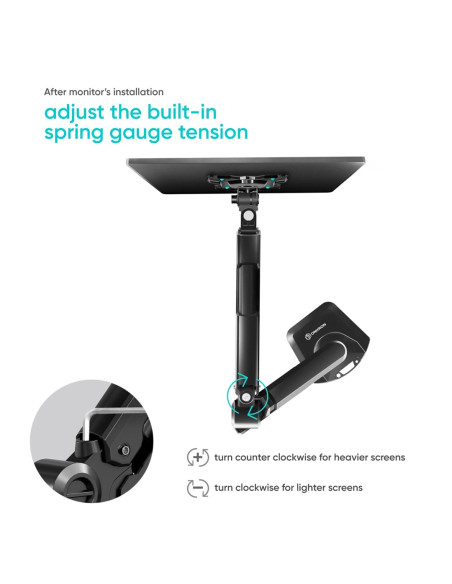 Onkron G90-B Uchwyt Biurkowy Obrotowo-Nachylny Do Monitora 13"-34" Maks 10 Kg, Z Obracaniem, Czarny