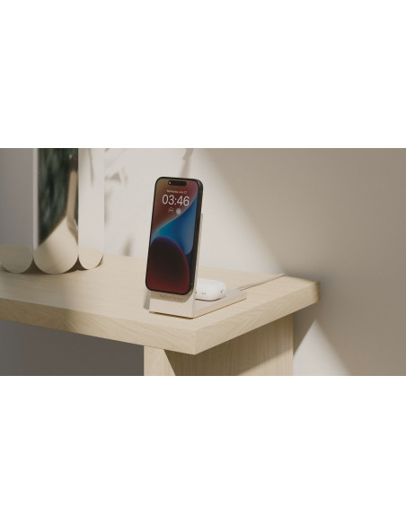 Ładowarka Bezprzewodowa Qi2 15W Do Dwóch Urządzeń - Native Union Rise 2-In-1 Kompatybilna Z Magsafe (Sandstone)