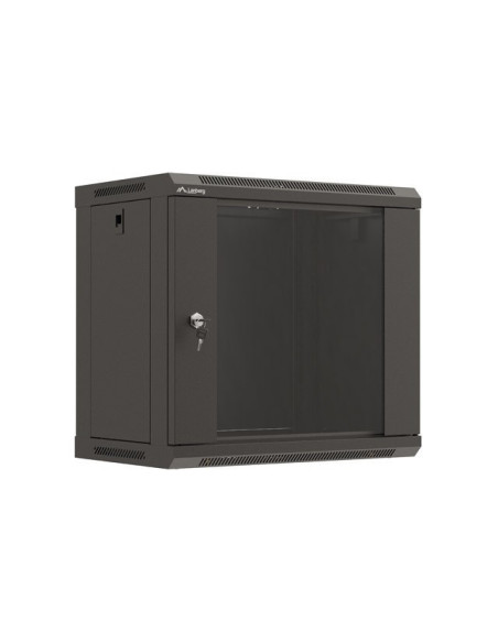 Lanberg Szafa Instalacyjna Rack Wisząca 19" 9U 540X350 Czarna Drzwi Przeszklone (Flat Pack)