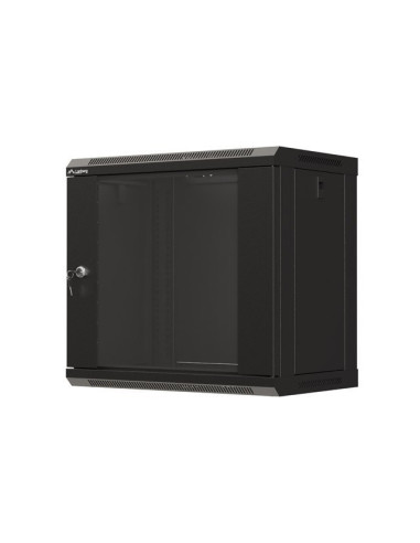 Lanberg Szafa Instalacyjna Rack Wisząca 19" 9U 540X350 Czarna Drzwi Przeszklone (Flat Pack)