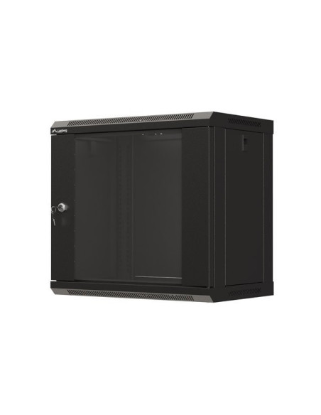 Lanberg Szafa Instalacyjna Rack Wisząca 19" 9U 540X350 Czarna Drzwi Przeszklone (Flat Pack)