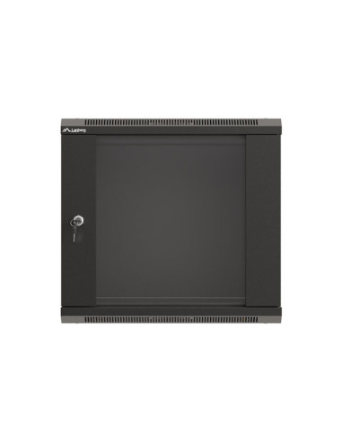 Lanberg Szafa Instalacyjna Rack Wisząca 19" 9U 540X350 Czarna Drzwi Przeszklone (Flat Pack)