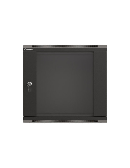Lanberg Szafa Instalacyjna Rack Wisząca 19" 9U 540X350 Czarna Drzwi Przeszklone (Flat Pack)
