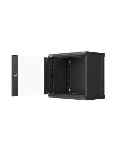 Lanberg Szafa Instalacyjna Rack Wisząca 19" 9U 540X350 Czarna Drzwi Przeszklone (Flat Pack)