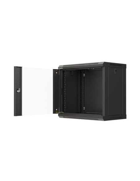 Lanberg Szafa Instalacyjna Rack Wisząca 19" 9U 540X350 Czarna Drzwi Przeszklone (Flat Pack)