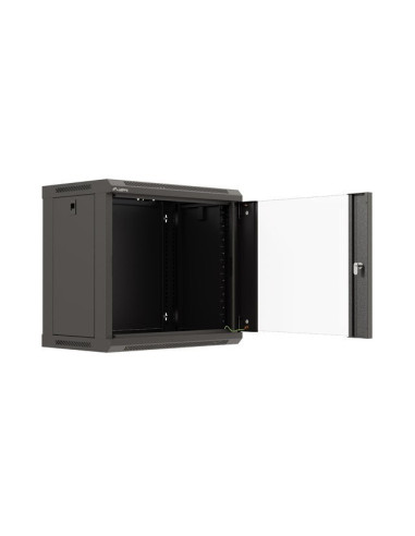 Lanberg Szafa Instalacyjna Rack Wisząca 19" 9U 540X350 Czarna Drzwi Przeszklone (Flat Pack)