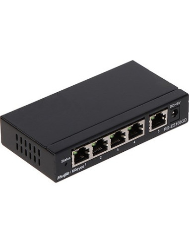 Ruijie Networks Rg-Es105Gd Przełącznik Sieciowy Nie Zarządzany Gigabit Ethernet (10/100/1000) Czarny