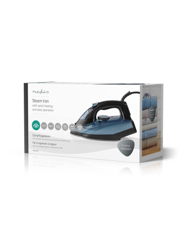 Nedis Iron2000 Żelazko Żelazko Suche Płyta Ceramiczna 2600 W Niebieski