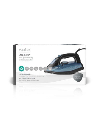 Nedis Iron2000 Żelazko Żelazko Suche Płyta Ceramiczna 2600 W Niebieski