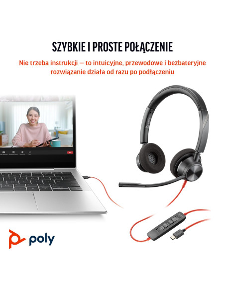 Słuchawki Poly Blackwire 3320 Stereo Ms Teams Certified Usb-C Headset +Usb-C/A Adapter 8X220Aa