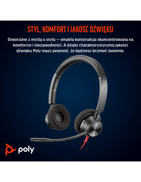 Słuchawki Poly Blackwire 3320 Stereo Ms Teams Certified Usb-C Headset +Usb-C/A Adapter 8X220Aa