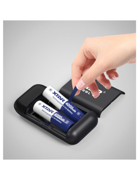 Xtar Ładowarka Z Funkcją Power Bank Do Akumulatorów Cylindrycznych Li-Ion 18650/20700/21700 Czarna - 2 Kanały Pb2Slv2