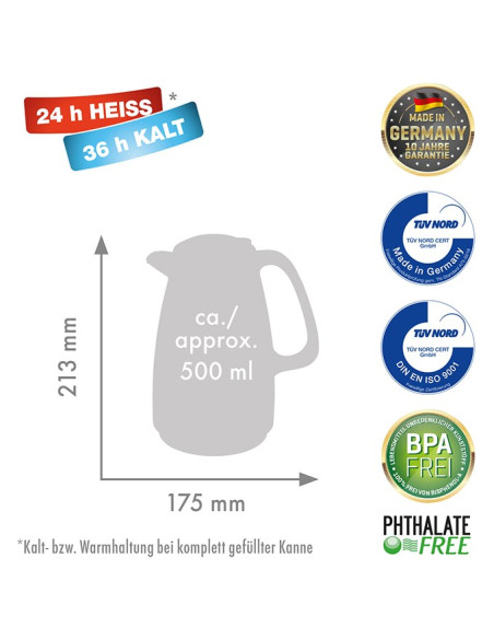 Rotpunkt Dzbanek Termos, 1,5 L, Sparking Black (Cz