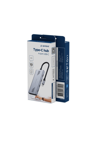 Gembird 4-Portowy Hub Usb-C 3.2 (Gen 2) Typu C Szary