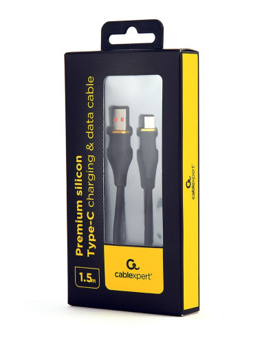 Gembird Kabel Usb Type-C, Ładowanie I Transmisja, "Premium Silicon" Oplot Silikonowy, 1.5M, Czarny