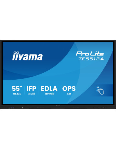 Iiyama Te5513A-B2Ag Signage Display Interaktywny Płaski Panel 138,7 Cm (54.6") Wi-Fi 500 Cd/M2 4K Ultra Hd Czarny Ekran Dotykowy