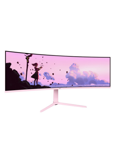 Arozzi Nova 49” Curved Monitor Komputerowy 124,5 Cm (49") 5120 X 1440 Px Dual Qhd Led Różowy