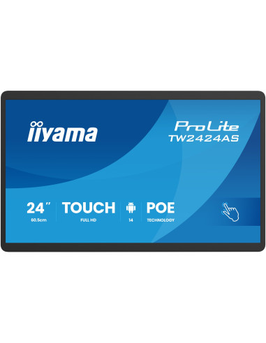 Iiyama Tw2424As-B3P Signage Display Interaktywny Płaski Panel 60,5 Cm (23.8") Wi-Fi 450 Cd/M2 Full Hd Czarny Ekran Dotykowy Proc