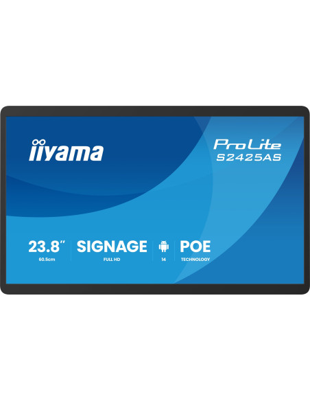 Iiyama Prolite S2425As-B1P Płaski Panel Digital Signage 60,5 Cm (23.8") Lcd Wi-Fi 500 Cd/M2 Full Hd Czarny Procesor Wbudowany An