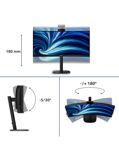 Philips 3000 Series 34B2U3600Ch/00 Monitor Komputerowy 86,4 Cm (34") 3440 X 1440 Px Wide Quad Hd Lcd Czarny