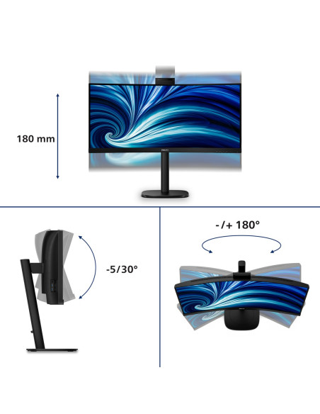 Philips 3000 Series 34B2U3600Ch/00 Monitor Komputerowy 86,4 Cm (34") 3440 X 1440 Px Wide Quad Hd Lcd Czarny