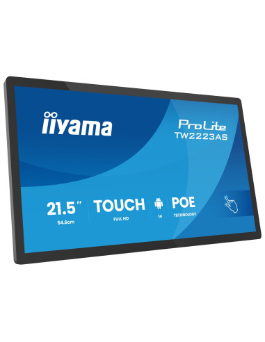 Iiyama Tw2223As-B3P Signage Display Interaktywny Płaski Panel 54,6 Cm (21.5") Wi-Fi 450 Cd/M2 Full Hd Czarny Ekran Dotykowy Proc