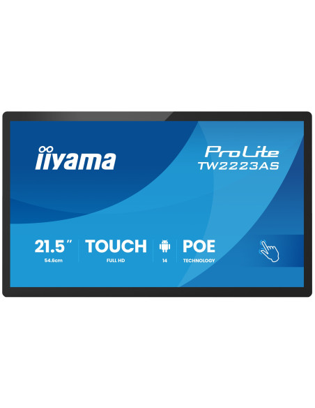Iiyama Tw2223As-B3P Signage Display Interaktywny Płaski Panel 54,6 Cm (21.5") Wi-Fi 450 Cd/M2 Full Hd Czarny Ekran Dotykowy Proc