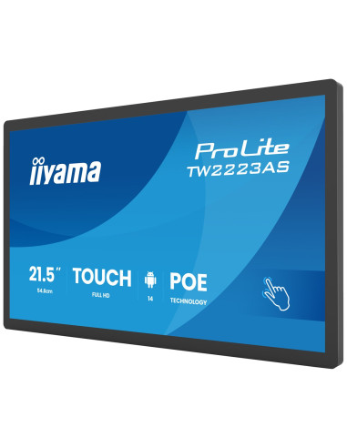 Iiyama Tw2223As-B3P Signage Display Interaktywny Płaski Panel 54,6 Cm (21.5") Wi-Fi 450 Cd/M2 Full Hd Czarny Ekran Dotykowy Proc