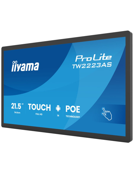 Iiyama Tw2223As-B3P Signage Display Interaktywny Płaski Panel 54,6 Cm (21.5") Wi-Fi 450 Cd/M2 Full Hd Czarny Ekran Dotykowy Proc