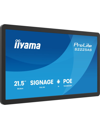 Iiyama Prolite S2225As-B1P Płaski Panel Digital Signage 54,6 Cm (21.5") Lcd Wi-Fi 500 Cd/M2 Full Hd Czarny Procesor Wbudowany An