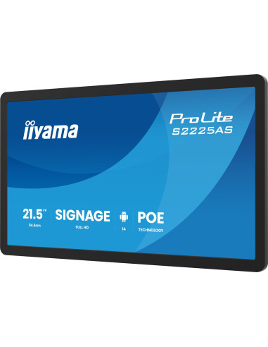 Iiyama Prolite S2225As-B1P Płaski Panel Digital Signage 54,6 Cm (21.5") Lcd Wi-Fi 500 Cd/M2 Full Hd Czarny Procesor Wbudowany An