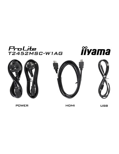 Iiyama Prolite T2452Msc-W1Ag Monitor Komputerowy 60,5 Cm (23.8") 1920 X 1080 Px Full Hd Led Ekran Dotykowy Biały