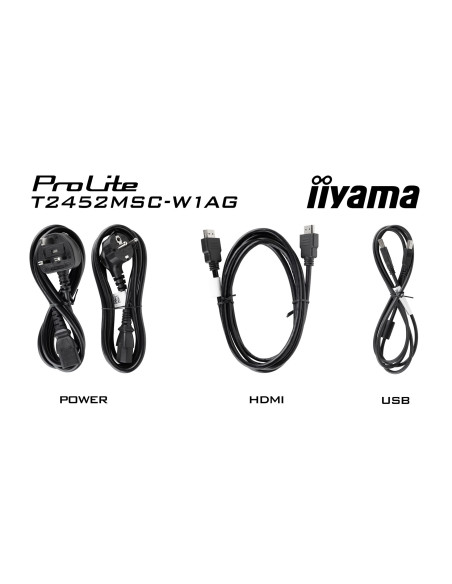 Iiyama Prolite T2452Msc-W1Ag Monitor Komputerowy 60,5 Cm (23.8") 1920 X 1080 Px Full Hd Led Ekran Dotykowy Biały