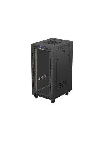 Lanberg Szafa Instalacyjna Rack Stojąca 19" 24U 600X800 Czarna Drzwi Przeszklone Lcd (Flat Pack) V2