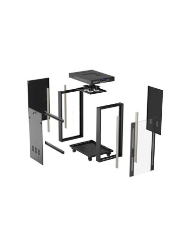 Lanberg Szafa Instalacyjna Rack Stojąca 19" 24U 600X800 Czarna Drzwi Przeszklone Lcd (Flat Pack) V2