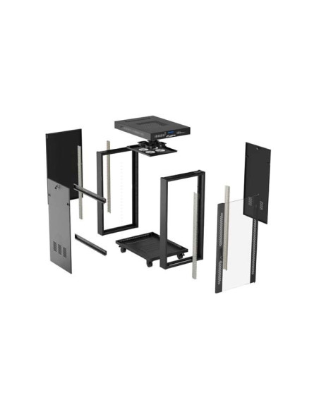 Lanberg Szafa Instalacyjna Rack Stojąca 19" 24U 600X800 Czarna Drzwi Przeszklone Lcd (Flat Pack) V2