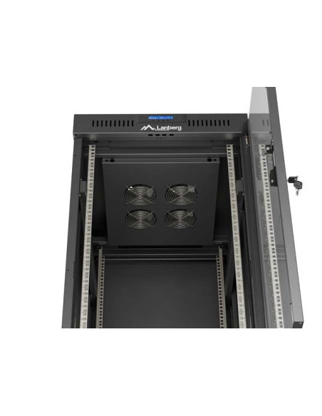 Lanberg Szafa Instalacyjna Rack Stojąca 19" 24U 600X800 Czarna Drzwi Przeszklone Lcd (Flat Pack) V2