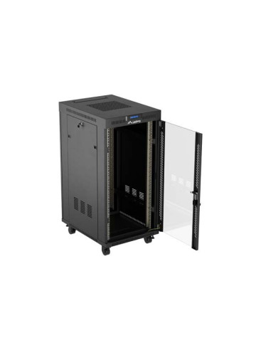 Lanberg Szafa Instalacyjna Rack Stojąca 19" 24U 600X800 Czarna Drzwi Przeszklone Lcd (Flat Pack) V2